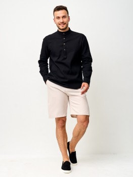 Рубашка хлопковая с воротником стойкой