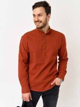 Рубашка хлопковая с воротником стойкой